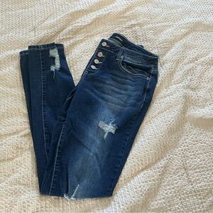 Classic Dark Blue Distressed Skinny Jeans